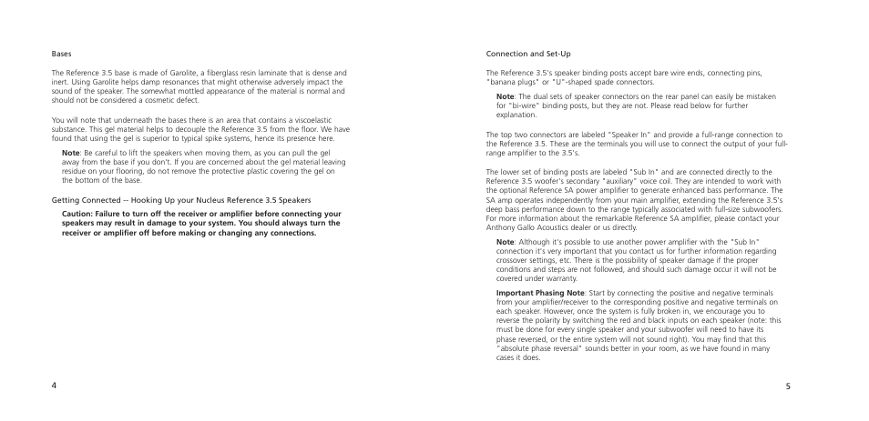 Anthony Gallo Reference 3.5 User Manual | Page 9 / 20