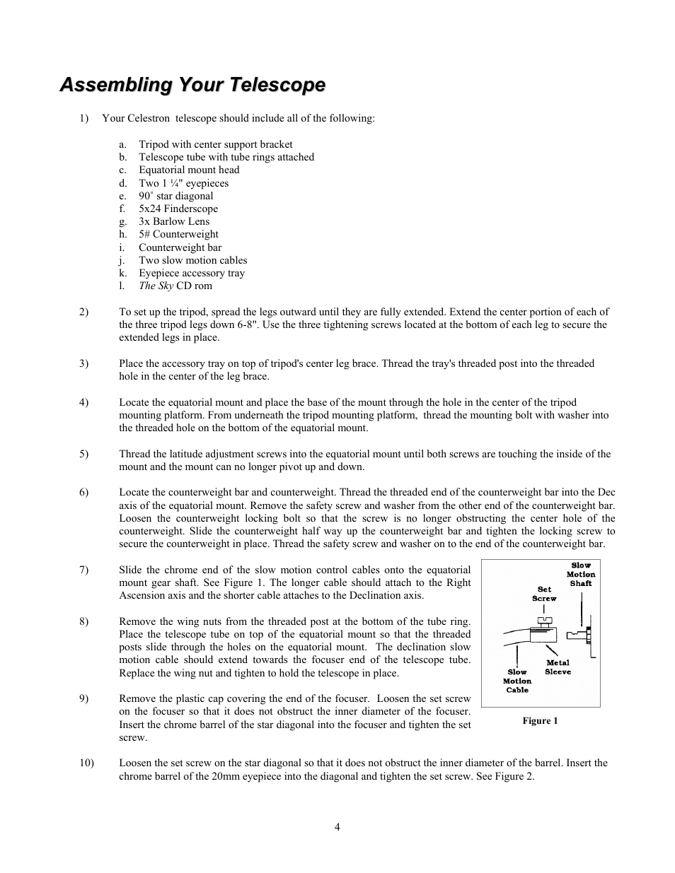 Assembling your telescope | Celestron Ultima 80 User Manual | Page 4 / 19