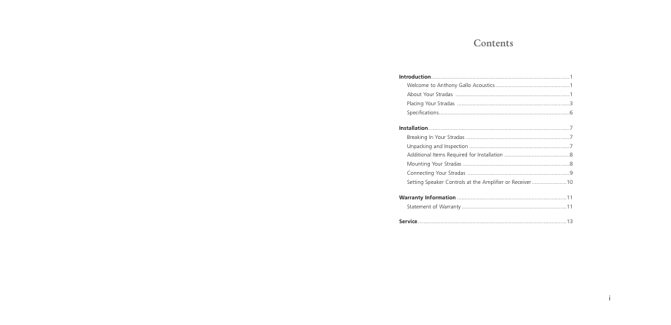 Anthony Gallo Strada User Manual | Page 3 / 18