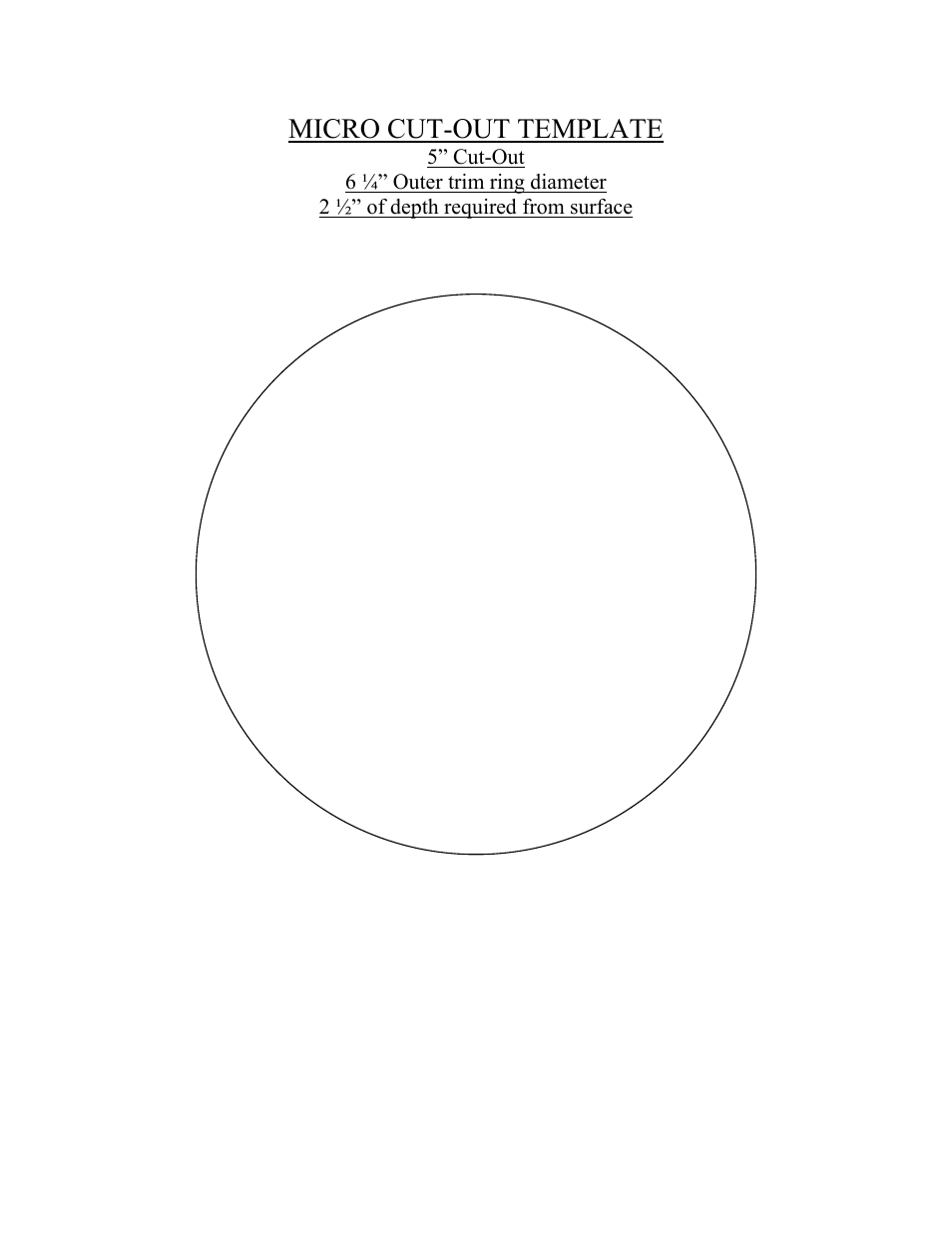 Micro cut-out template | Anthony Gallo Ceiling Mount User Manual | Page 2 / 3