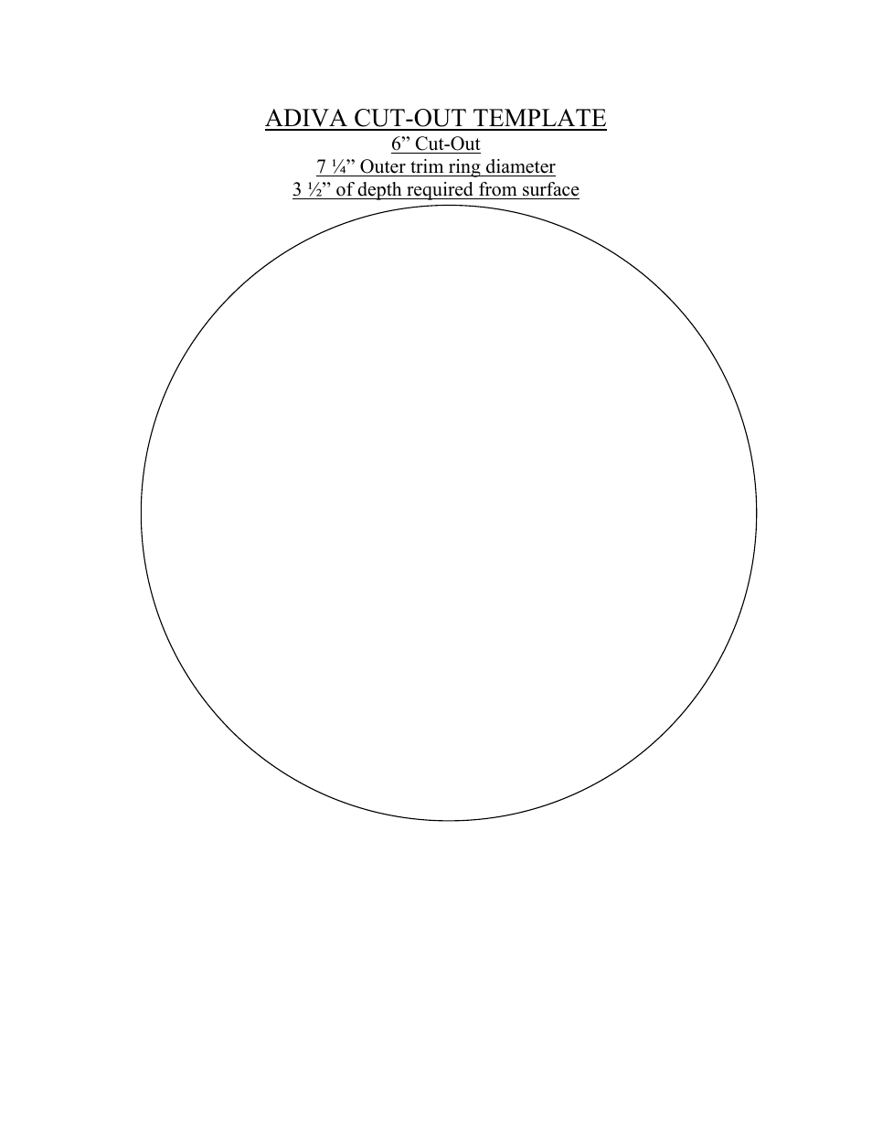Adiva cut-out template | Anthony Gallo Ceiling Mount User Manual | Page 3 / 3