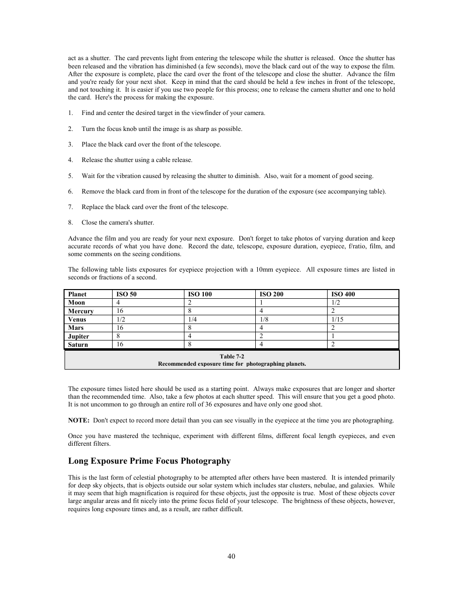 Long exposure prime focus photography | Celestron C8-S User Manual | Page 40 / 69