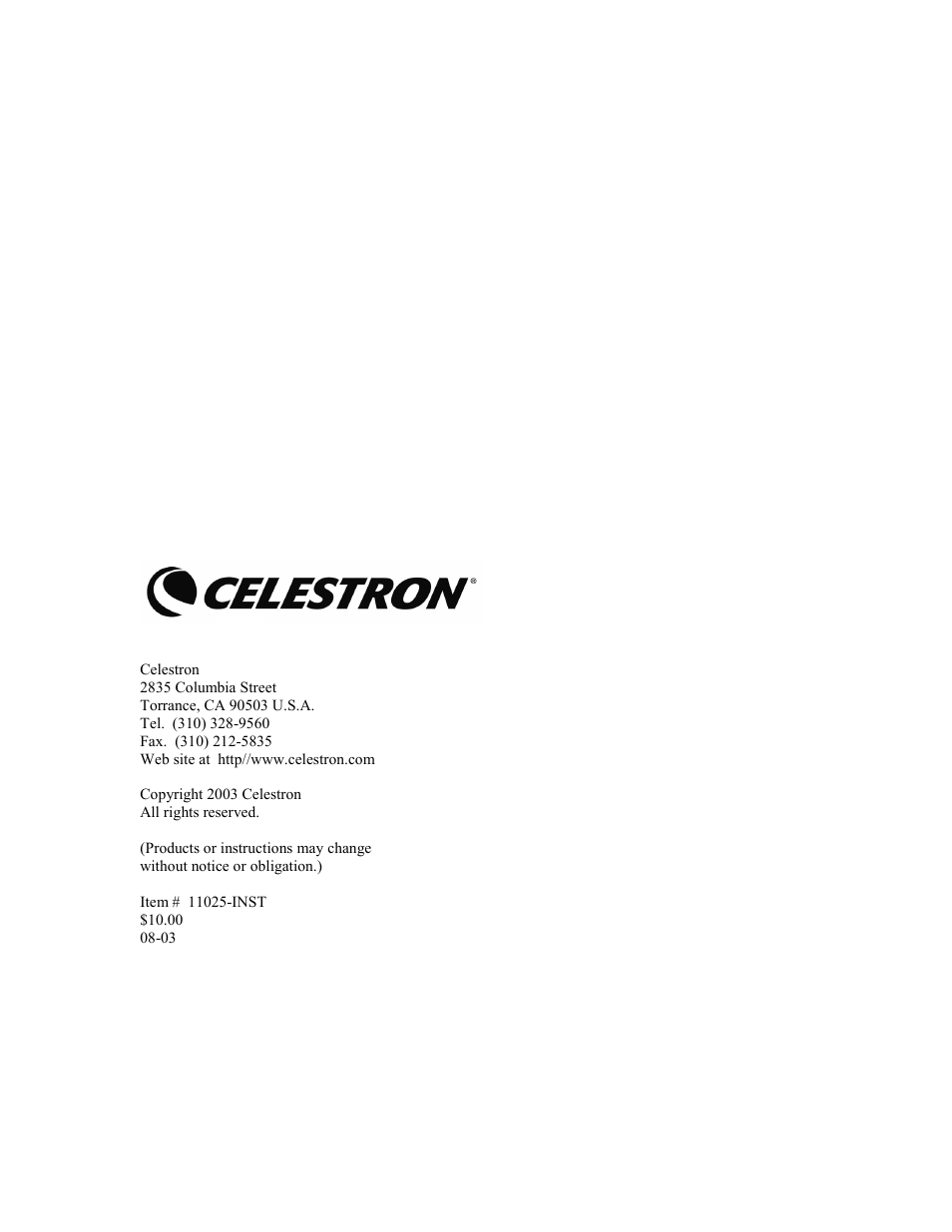 Celestron C8-S User Manual | Page 69 / 69