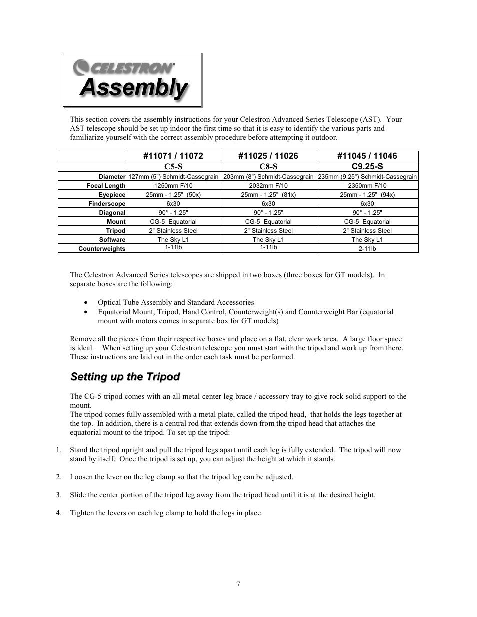 Celestron C8-S User Manual | Page 7 / 69