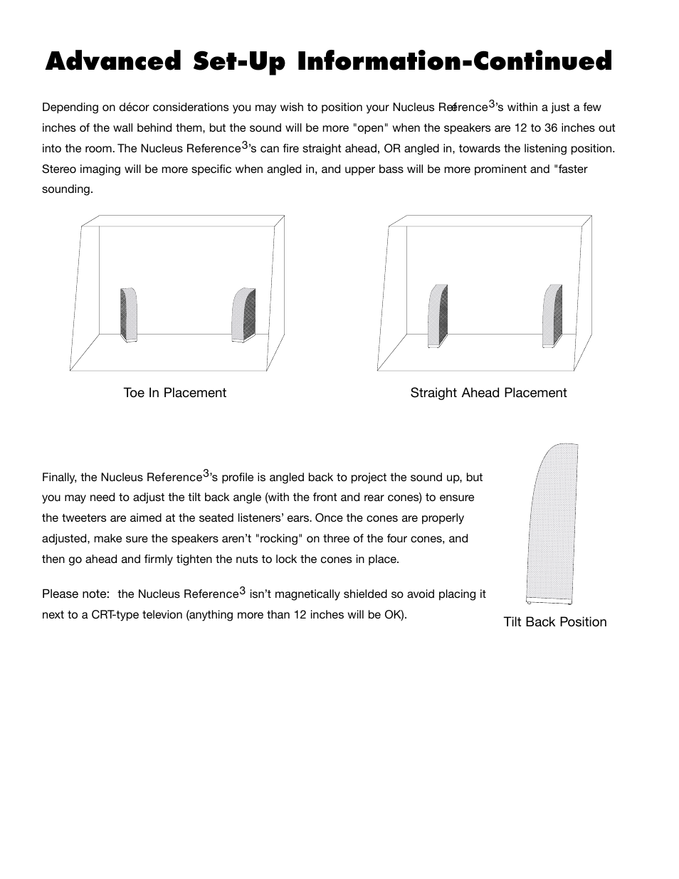 Advanced set-up information-continued | Anthony Gallo Reference 3 User Manual | Page 10 / 12
