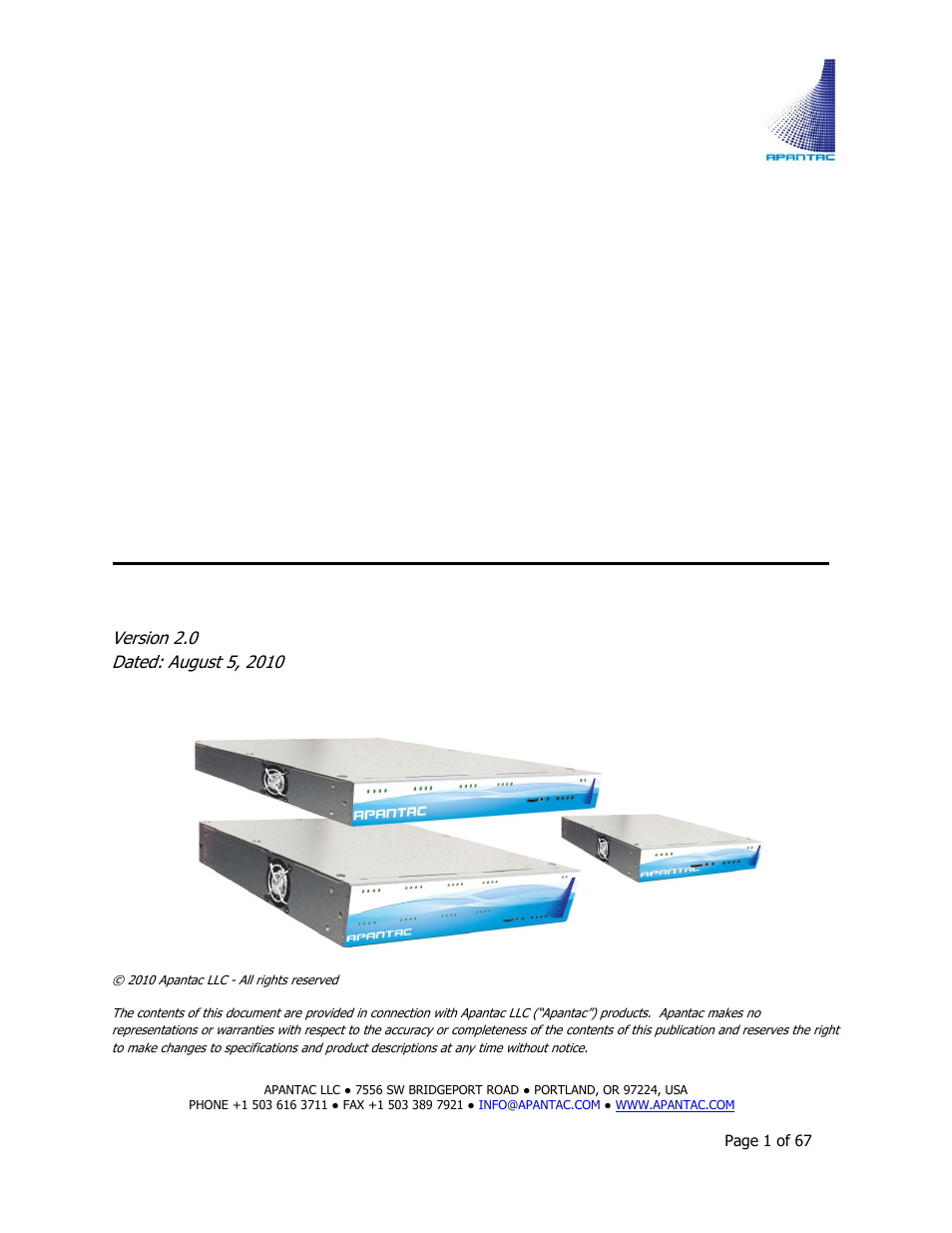 Apantac TAHOMA Platform User Manual | 67 pages