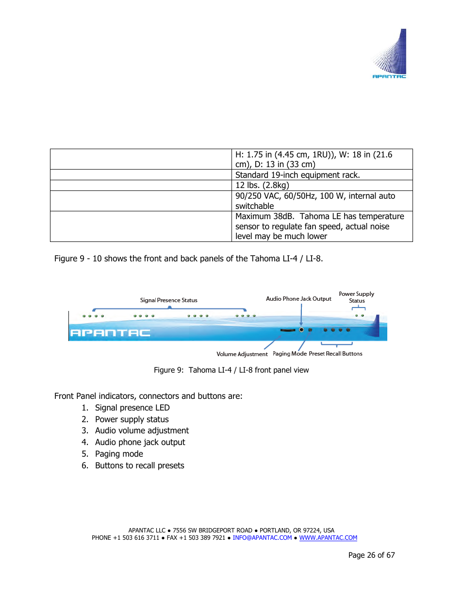 Apantac TAHOMA Platform User Manual | Page 26 / 67
