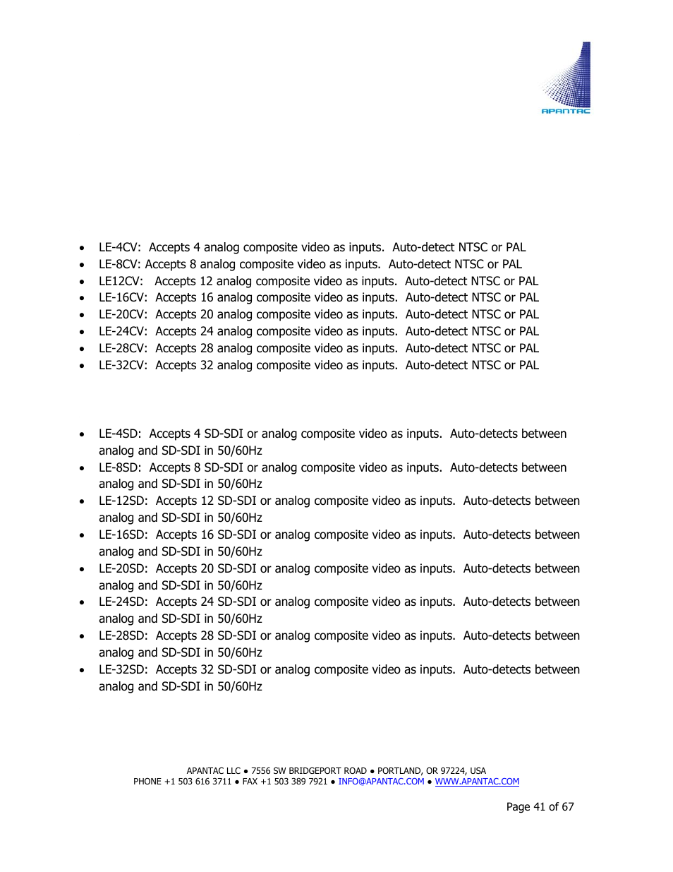 Apantac TAHOMA Platform User Manual | Page 41 / 67