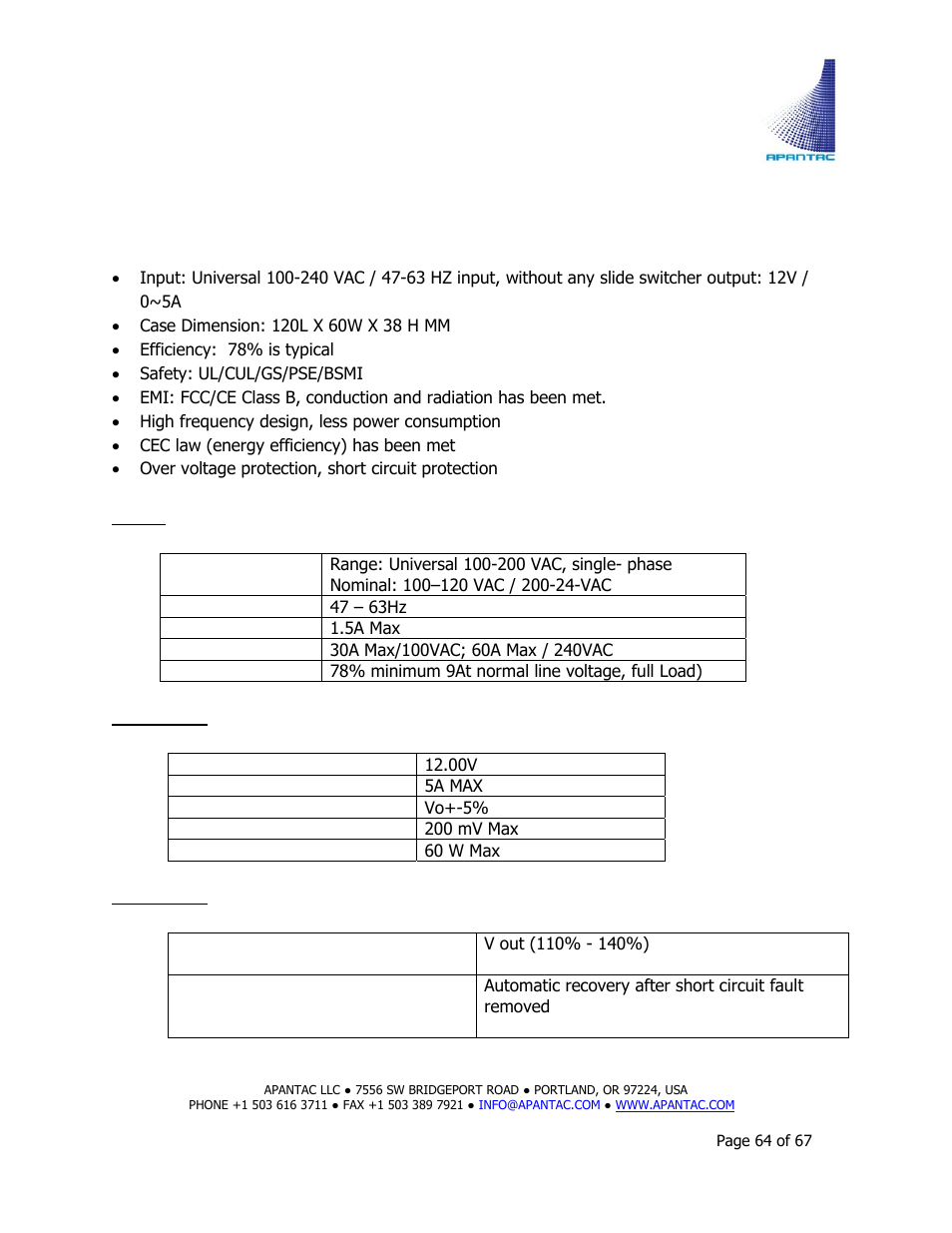Appendix b: redundant power supplies | Apantac TAHOMA Platform User Manual | Page 64 / 67
