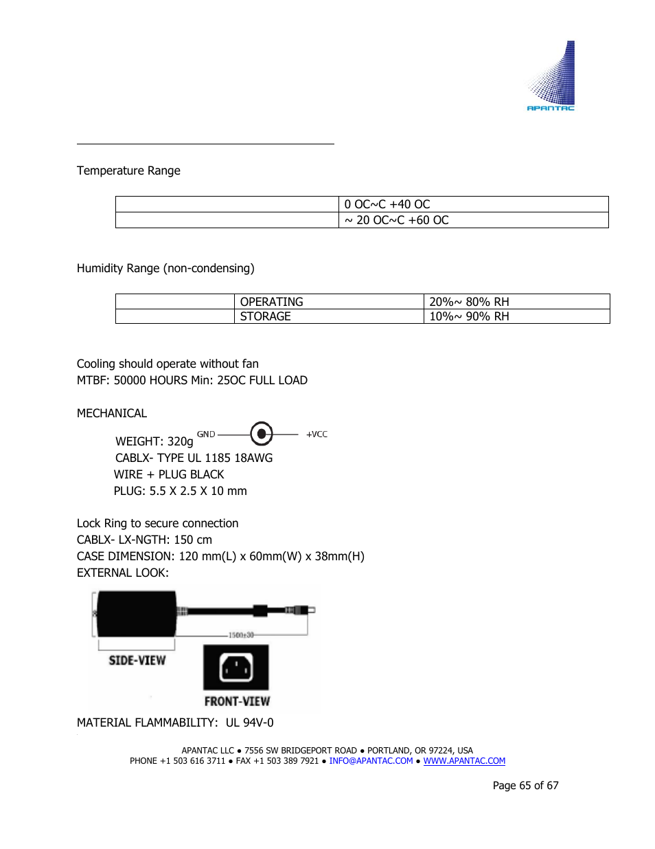 Apantac TAHOMA Platform User Manual | Page 65 / 67