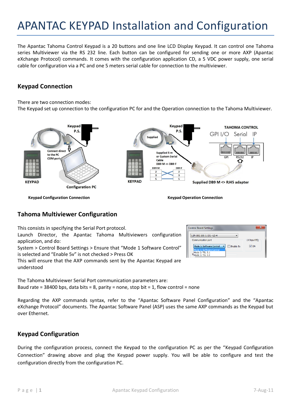 Apantac KEYPAD User Manual | 5 pages