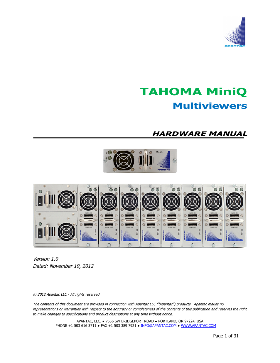 Apantac MiniQ User Manual | 31 pages