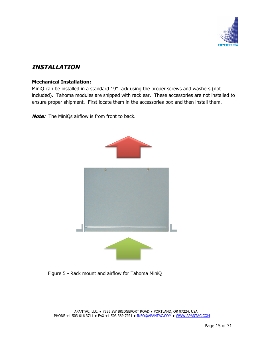 Installation | Apantac MiniQ User Manual | Page 15 / 31