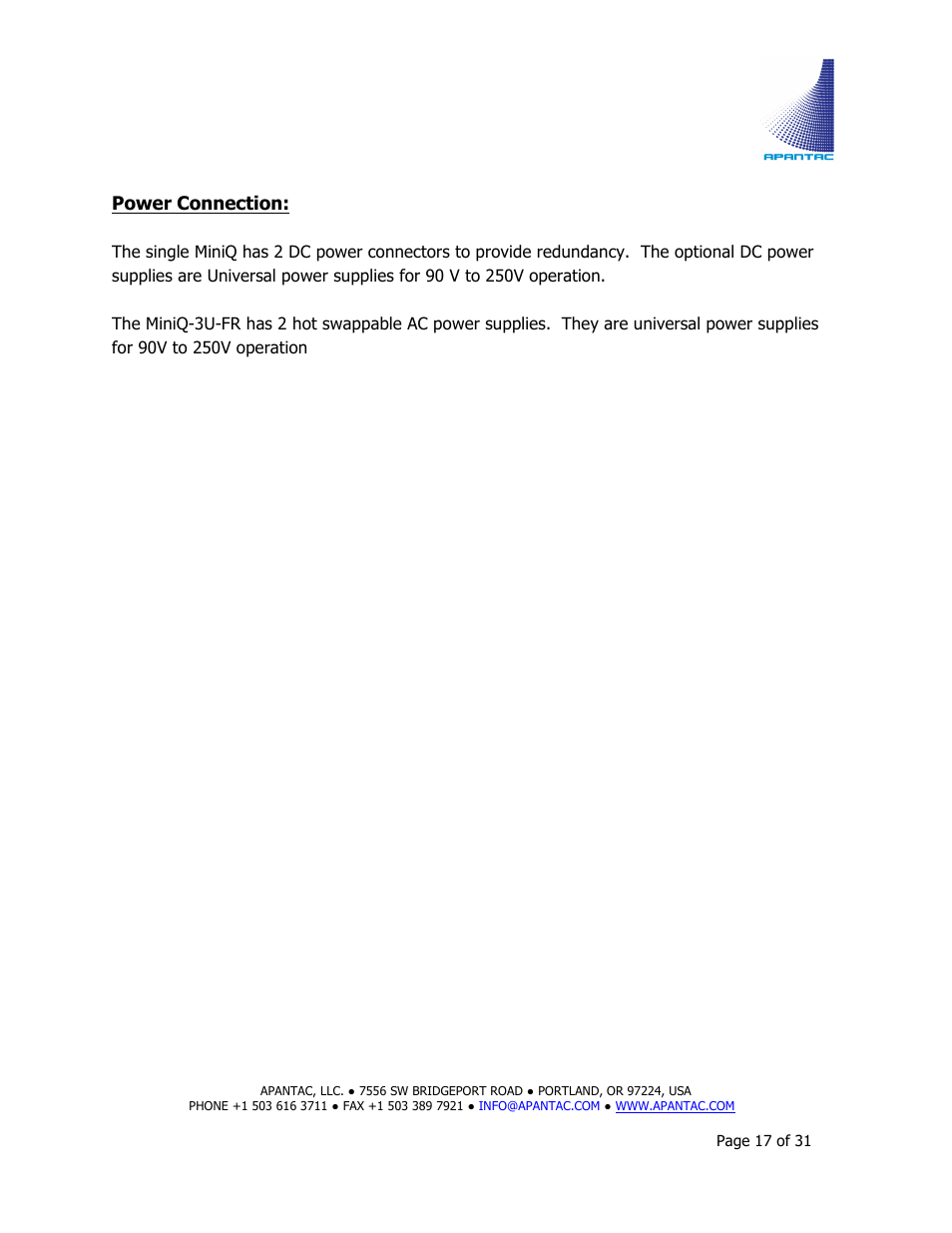 Apantac MiniQ User Manual | Page 17 / 31