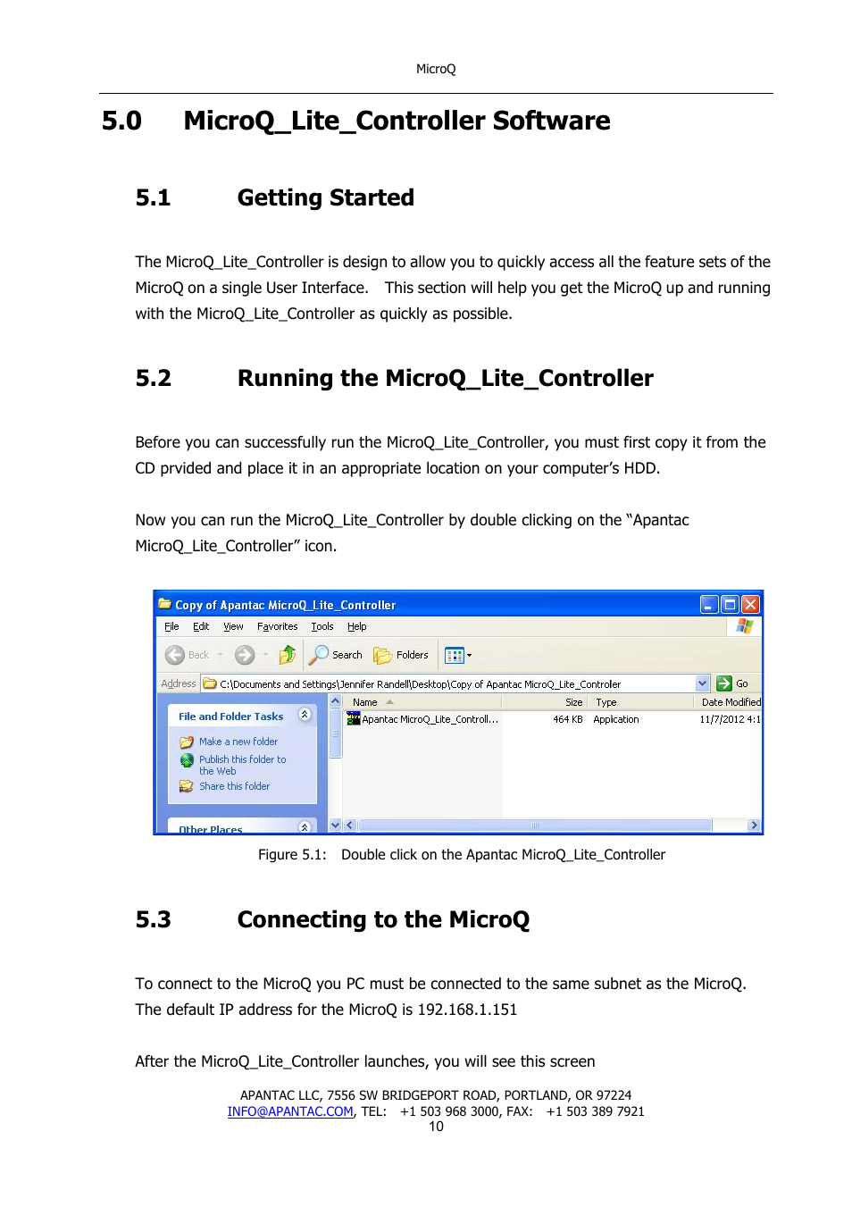 0 microq_lite_controller software, 1 getting started, 2 running the microq_lite_controller | 3 connecting to the microq | Apantac MicroQ User Manual | Page 11 / 39