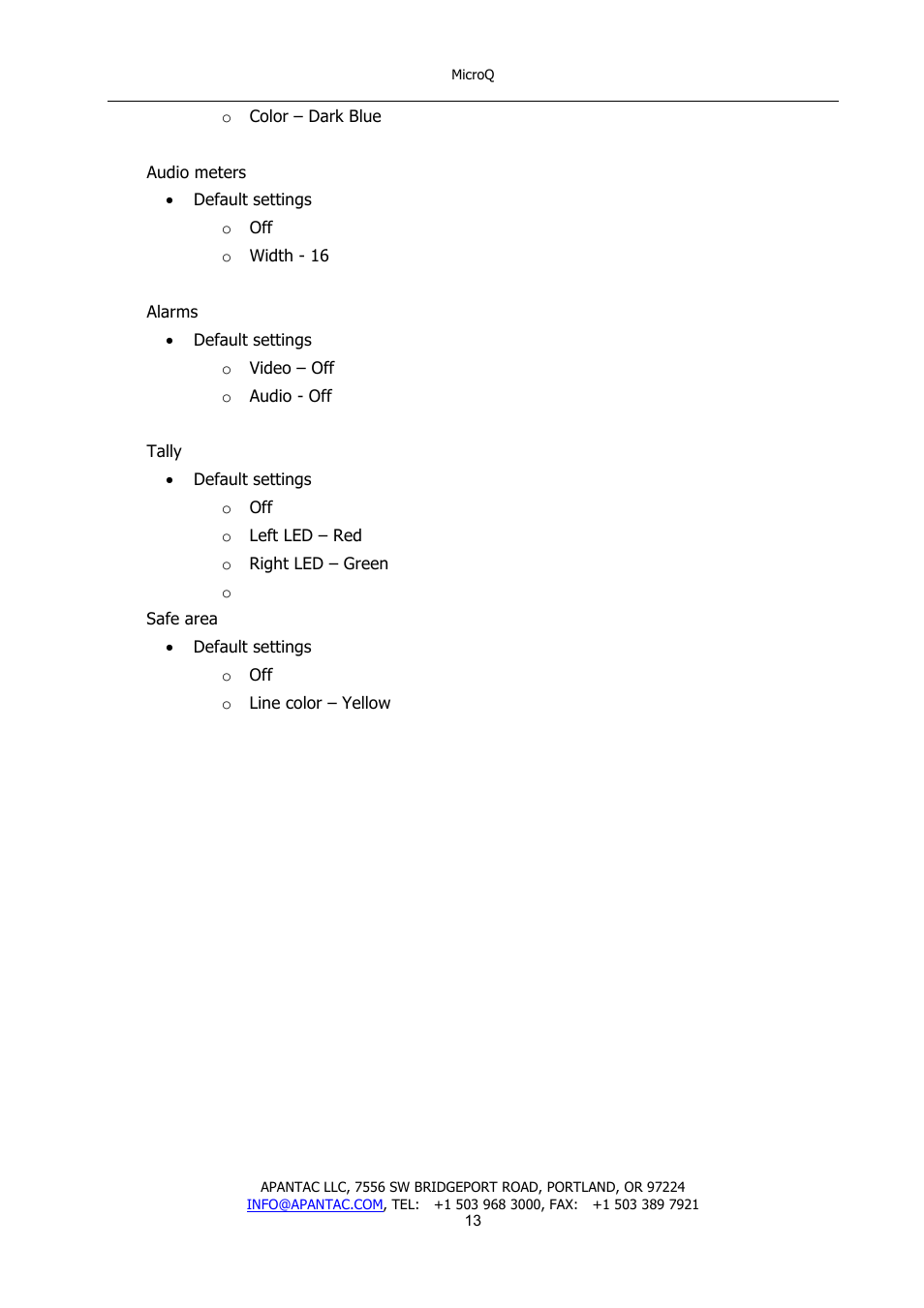 Apantac MicroQ User Manual | Page 14 / 39