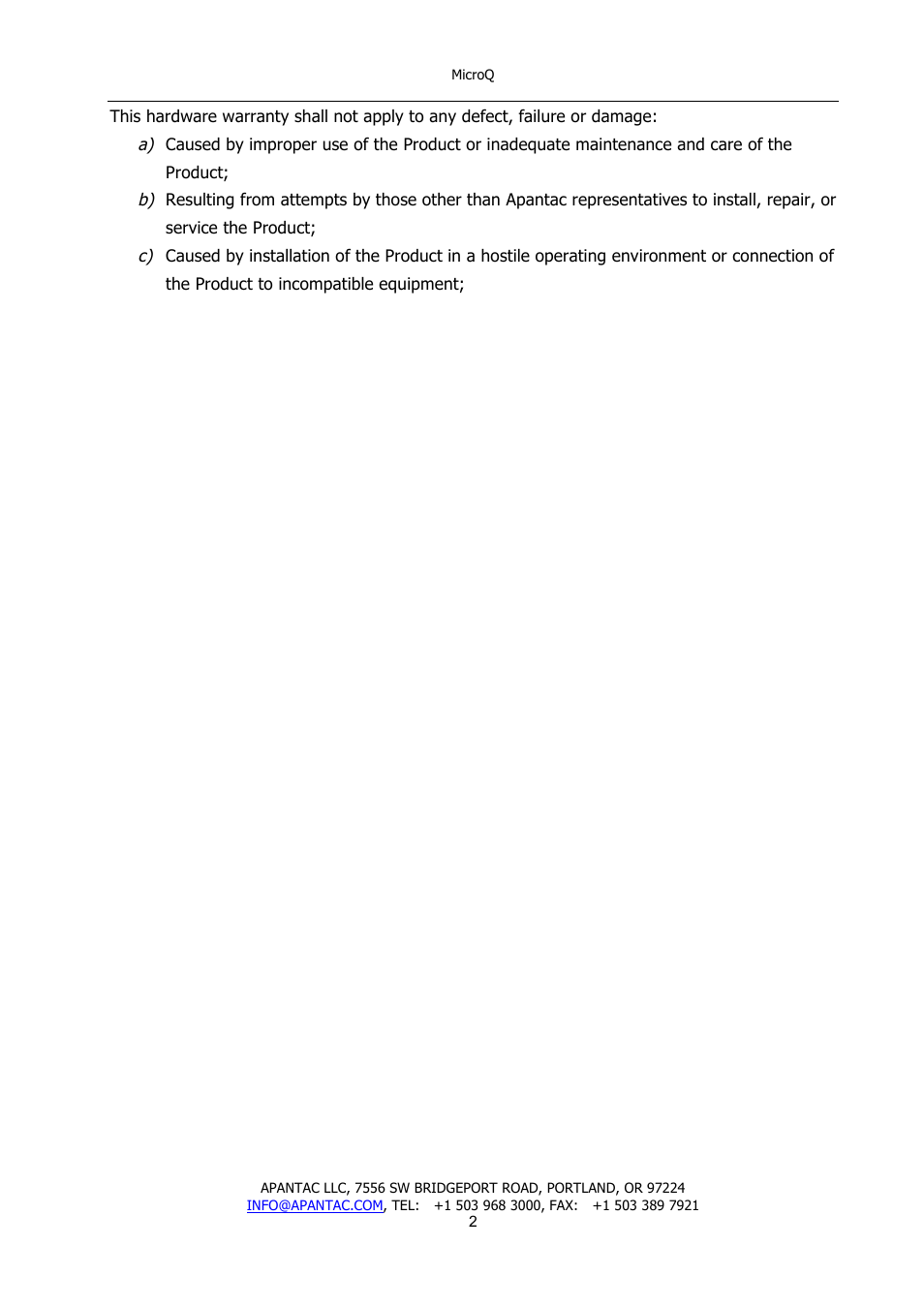 Apantac MicroQ User Manual | Page 3 / 39