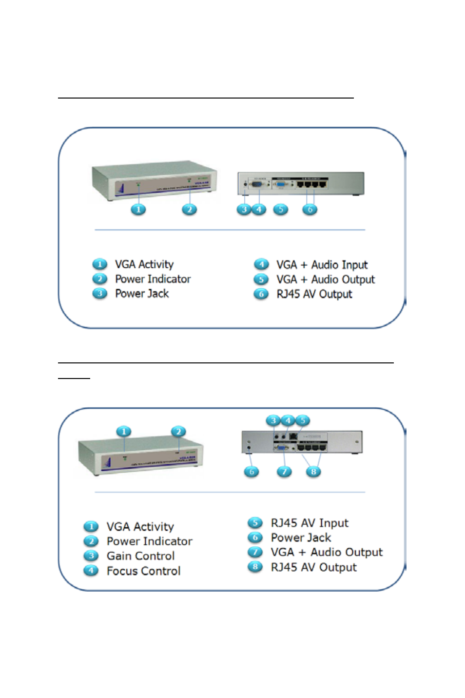 Vga-4-se – 4 port vga splitter extender with audio, With audio | Apantac MT HOOD Series VGA Extenders User Manual | Page 6 / 18