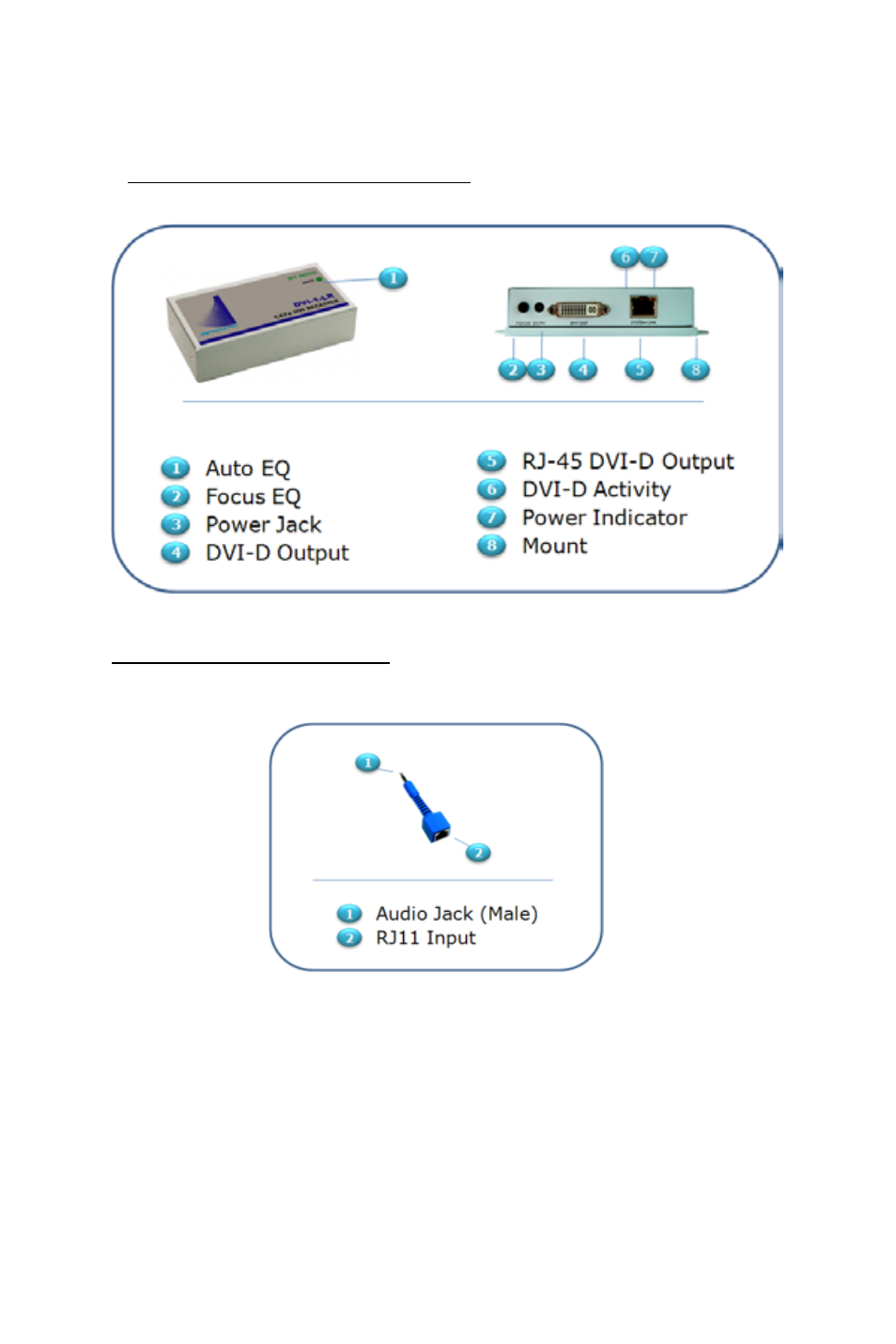 Aud-ar - audio extender, Dvi-1-lr – single port receiver | Apantac MT HOOD Series DVI-D Extenders User Manual | Page 8 / 24