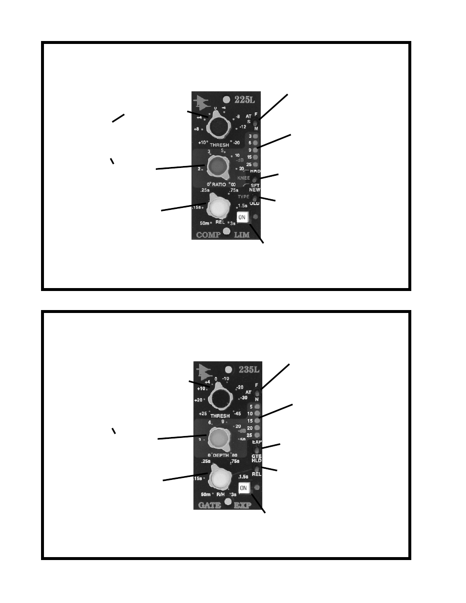 225l compressor, 235l noise gate/expander | API Audio 205L Discrete Direct Input User Manual | Page 2 / 2