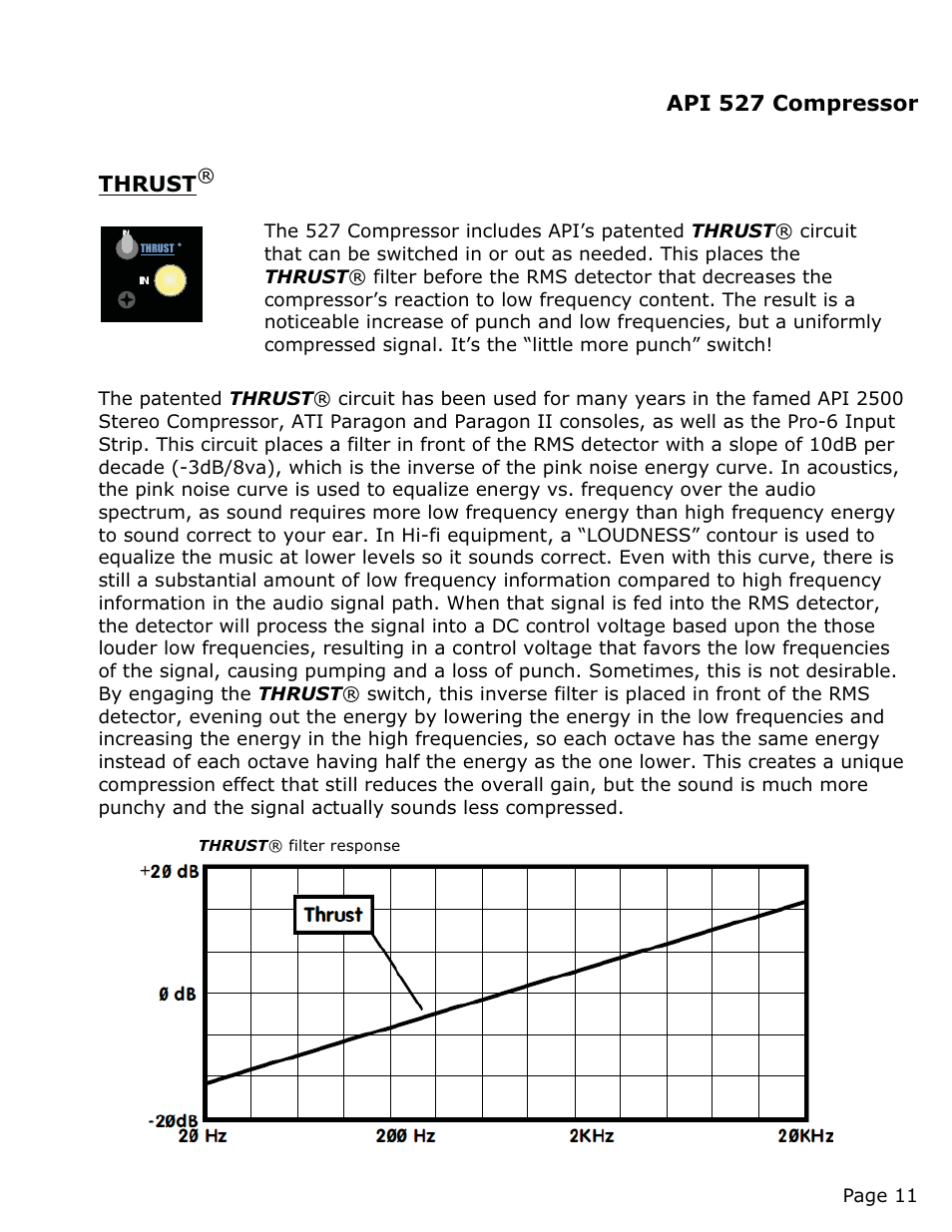 Api 527 compressor, Thrust | API Audio 527 Compressor User Manual | Page 12 / 15