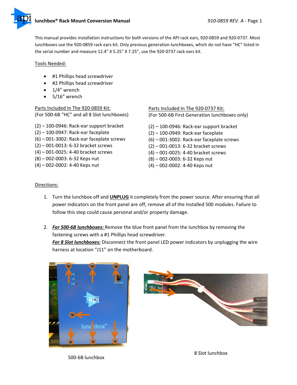 API Audio Rack Ears for the lunchbox User Manual | 4 pages