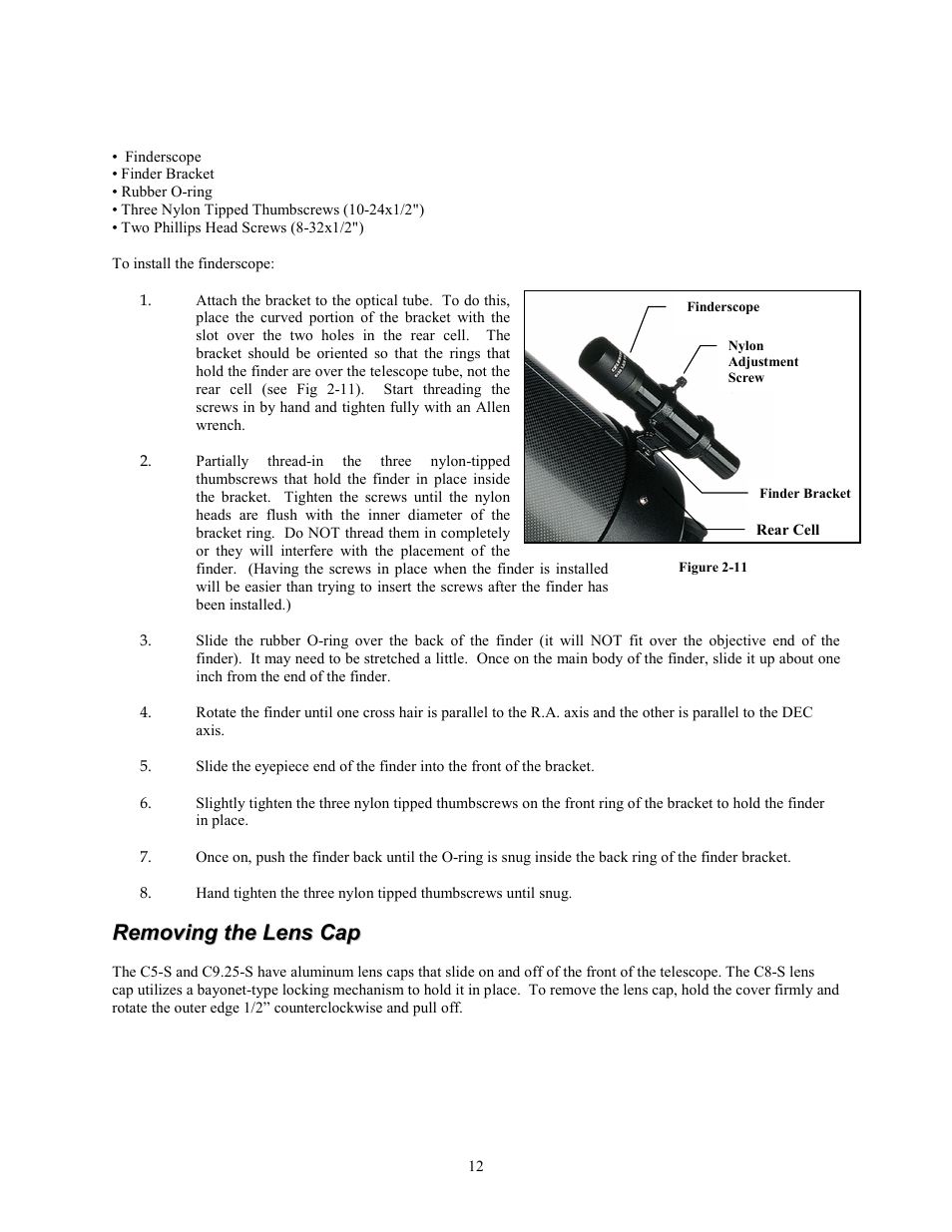 Celestron Advanced Series C5-S User Manual | Page 12 / 72