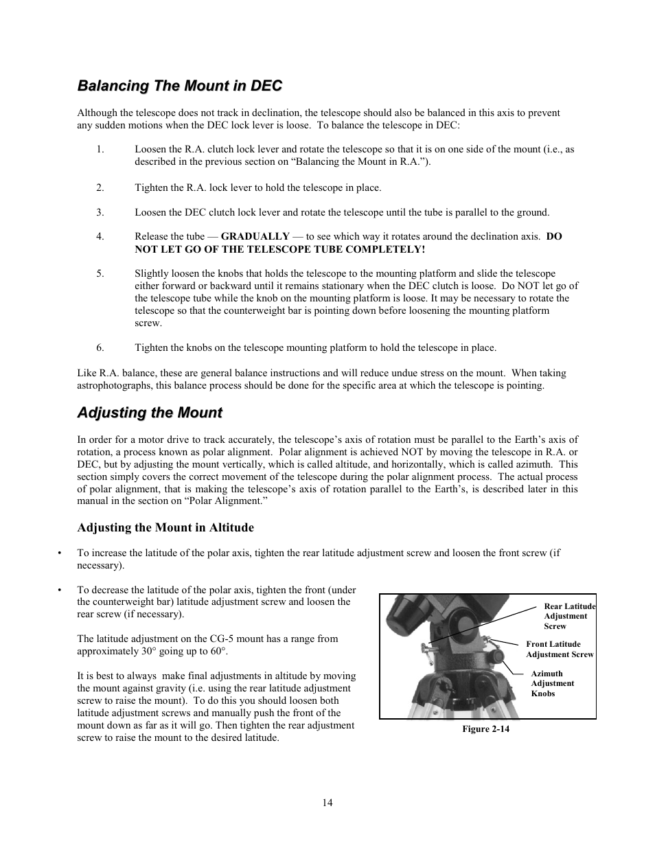 Celestron Advanced Series C5-S User Manual | Page 14 / 72