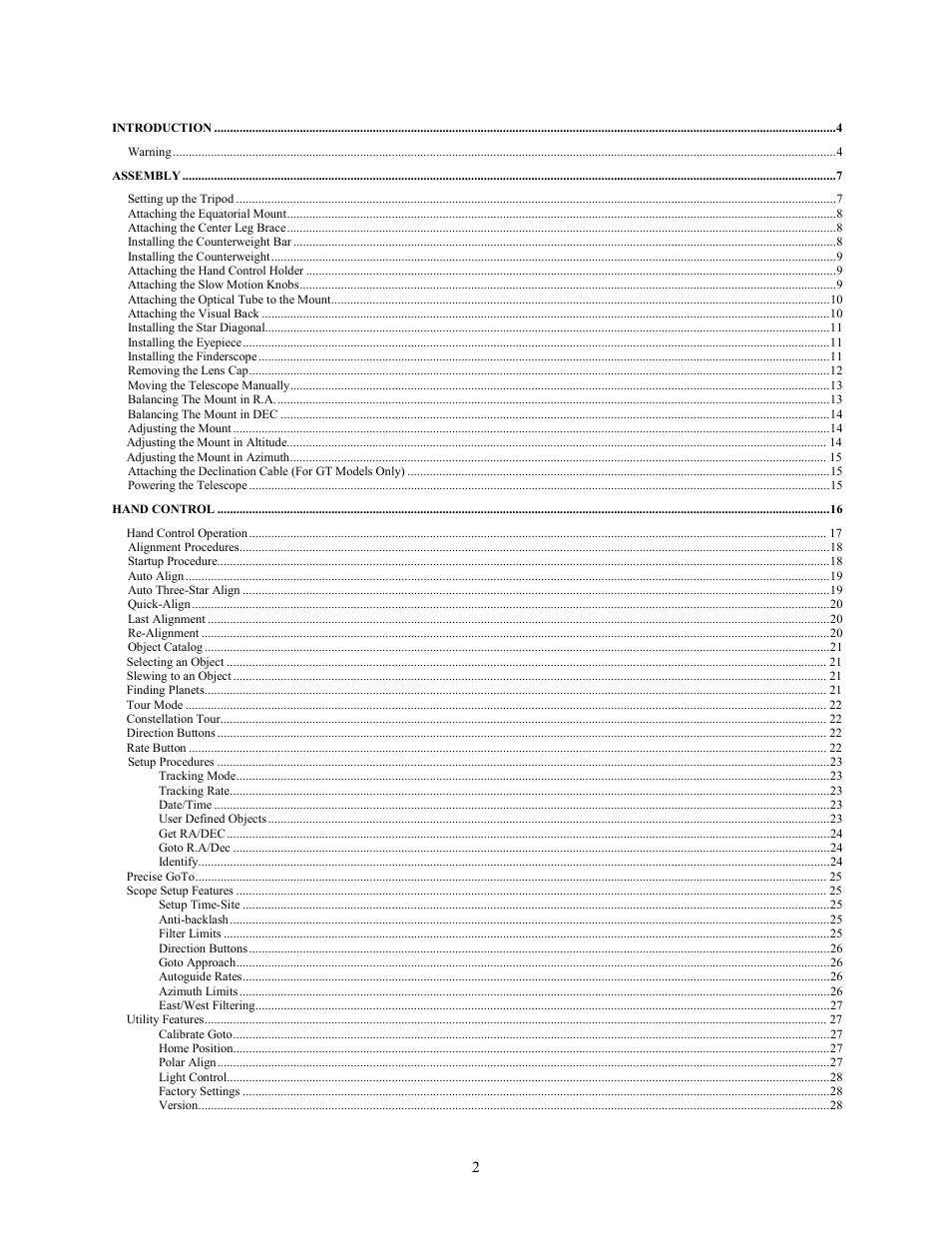 Celestron Advanced Series C5-S User Manual | Page 2 / 72