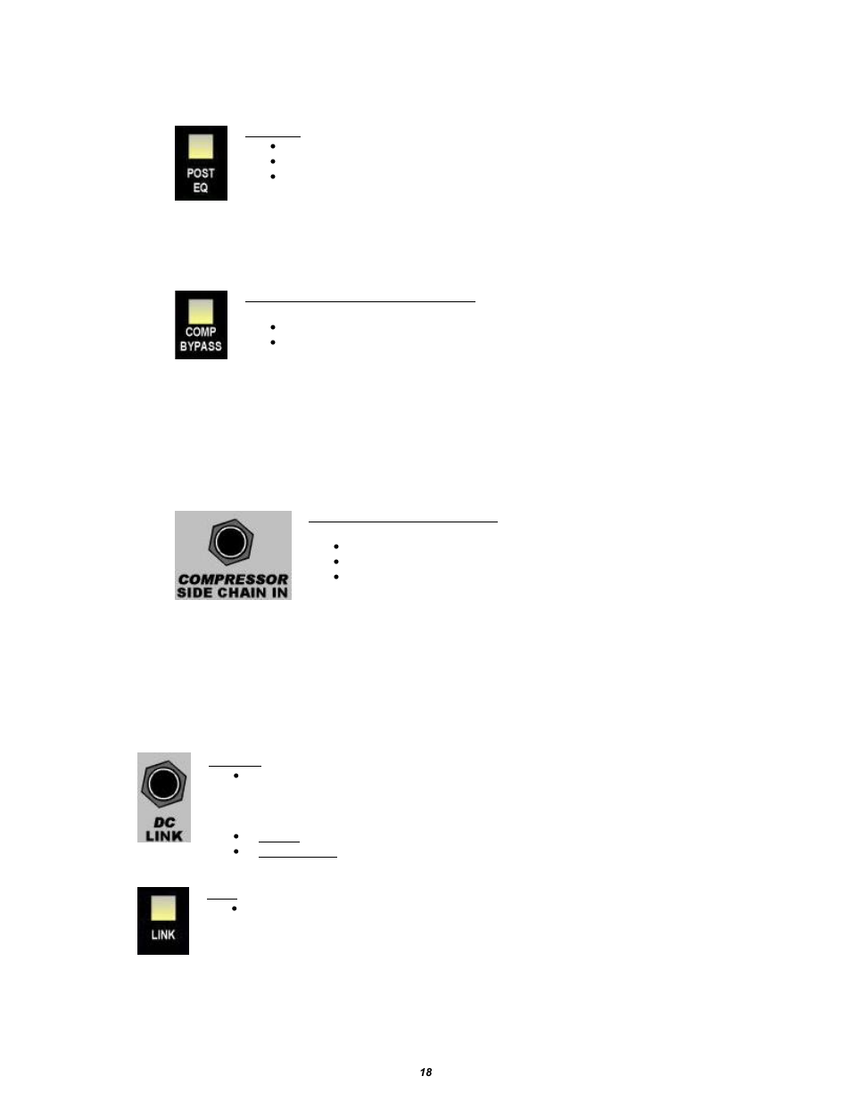 2 compressor post equalizer, 3 compressor bypass, 4 compressor side chain | 4 dc link | API Audio The Channel Strip User Manual | Page 19 / 34