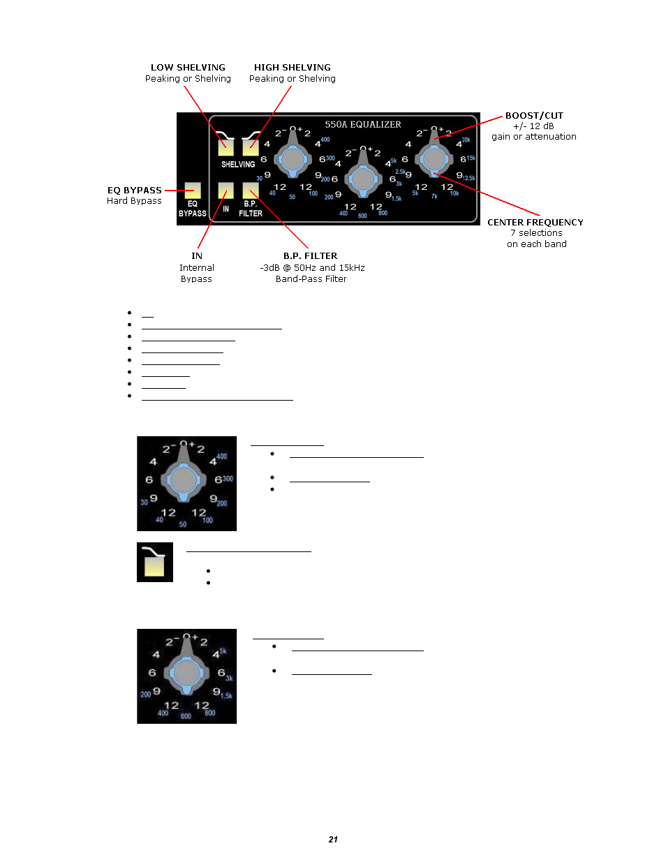 2 equalizer controls, 1 low frequency band, 2 mid frequency band | API Audio The Channel Strip User Manual | Page 22 / 34