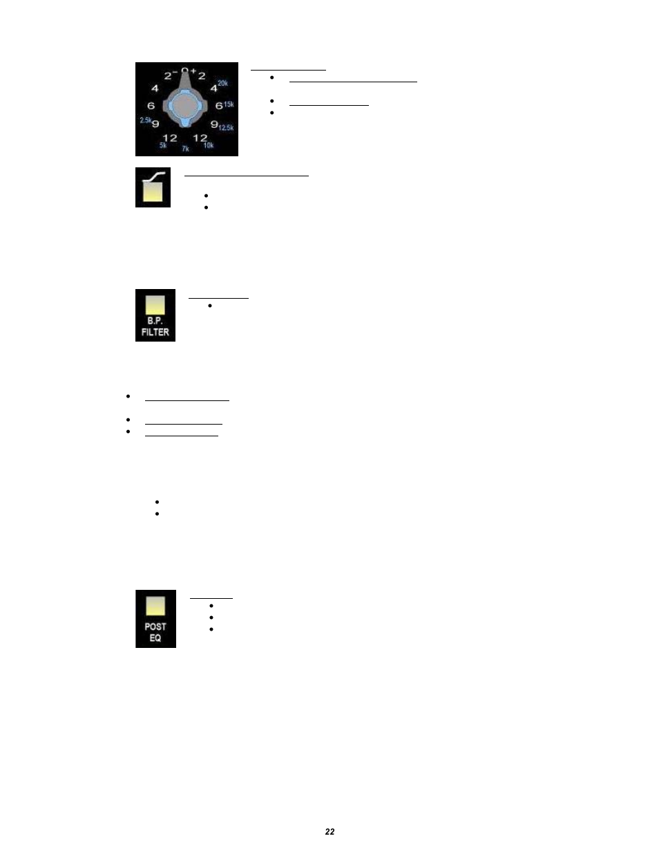 3 high frequency band, 4 band-pass filter, 3 equalizer routing | 1 equalizer post compressor (default signal flow), 2 equalizer pre compressor | API Audio The Channel Strip User Manual | Page 23 / 34