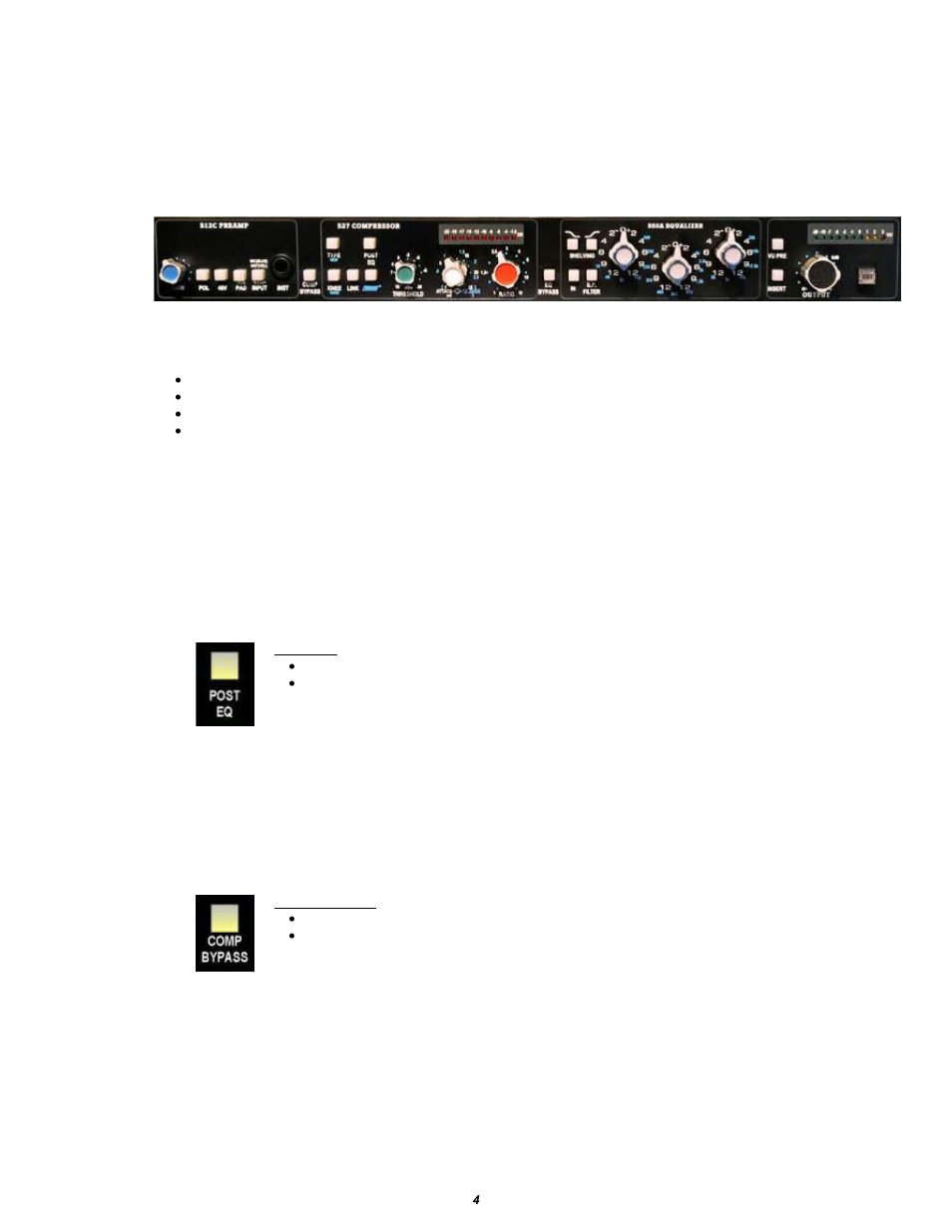 0 signal flow and block diagrams, 1 default signal flow, 2 alternate routing | 1 compressor post eq, 2 compressor bypass | API Audio The Channel Strip User Manual | Page 5 / 34