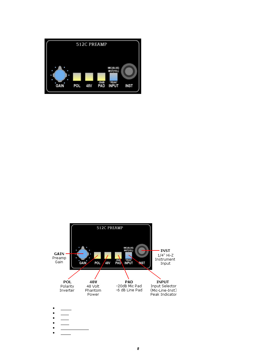 1 512c preamp overview and feature, 2 preamp controls | API Audio The Channel Strip User Manual | Page 9 / 34