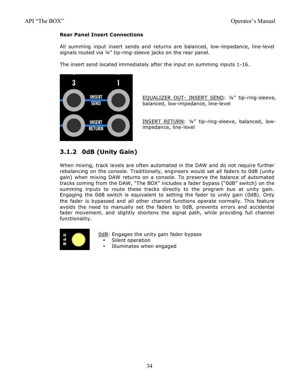 2 0db (unity gain) | API Audio THE BOX User Manual | Page 34 / 97