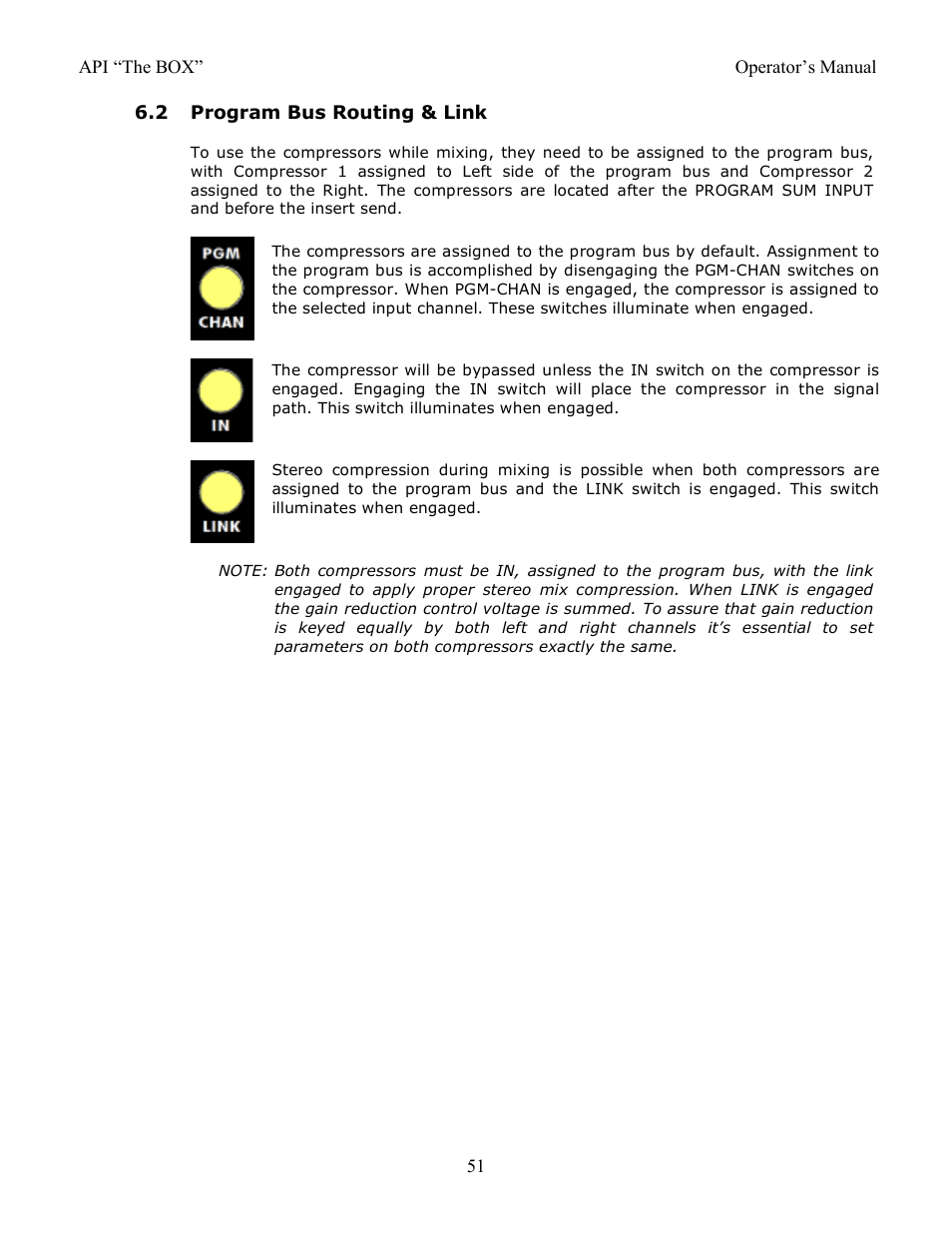 2 program bus routing & link | API Audio THE BOX User Manual | Page 51 / 97