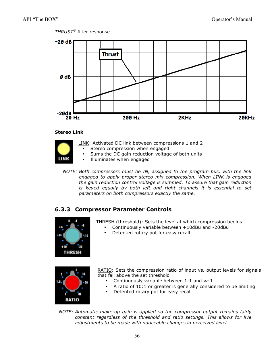 3 compressor parameter controls | API Audio THE BOX User Manual | Page 56 / 97