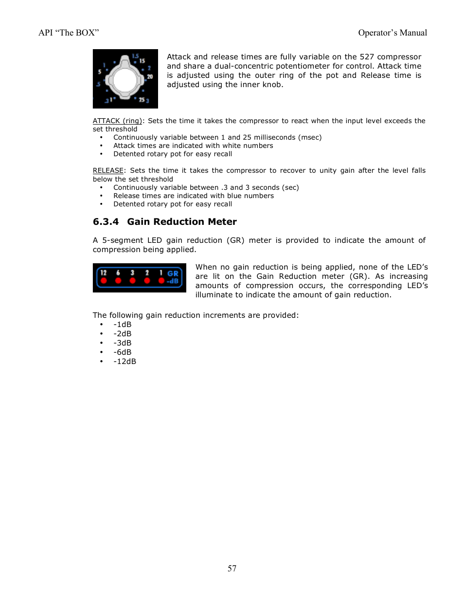 4 gain reduction meter, Api “the box” operator’s manual 57 | API Audio THE BOX User Manual | Page 57 / 97