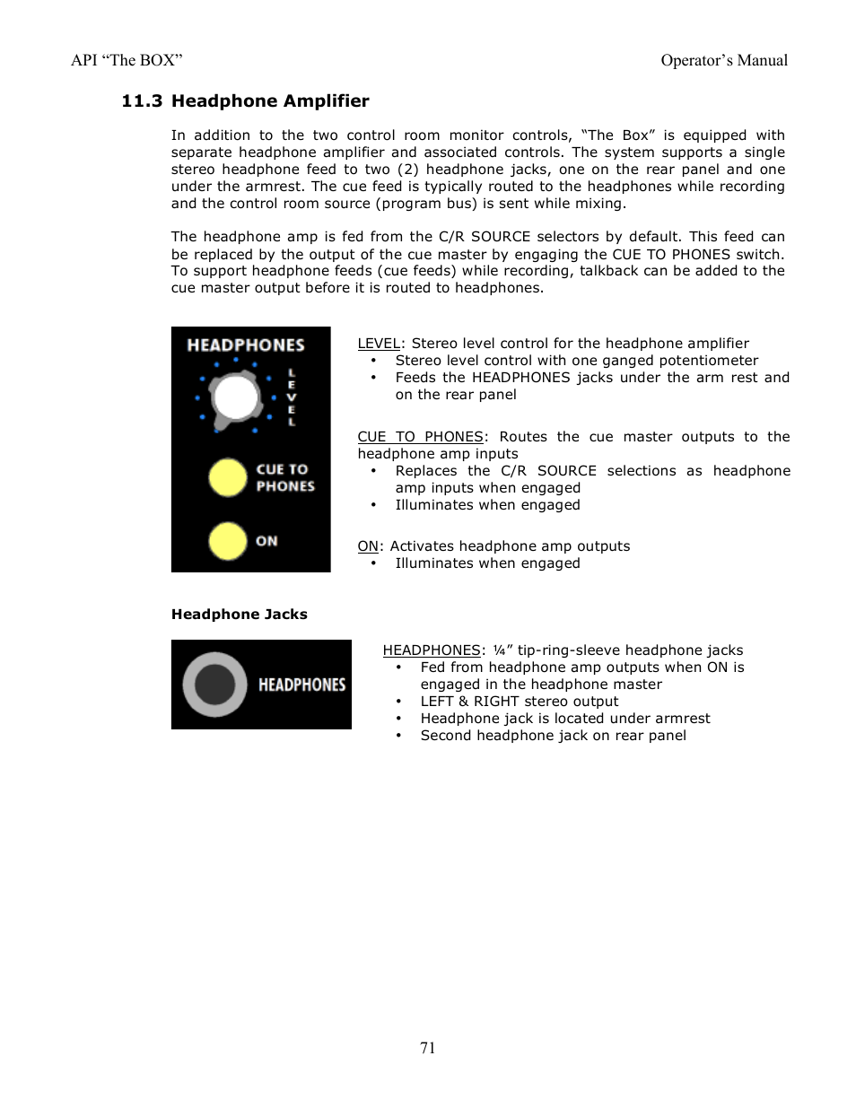 3 headphone amplifier | API Audio THE BOX User Manual | Page 71 / 97