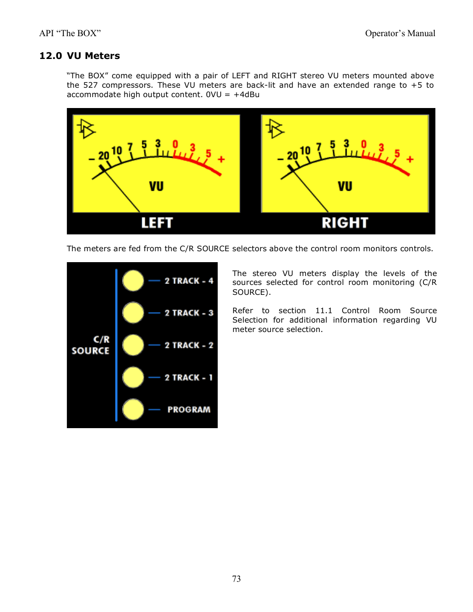 0 vu meters | API Audio THE BOX User Manual | Page 73 / 97