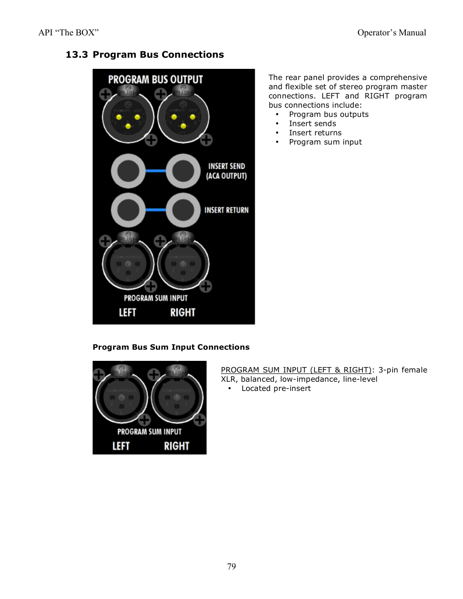 3 program bus connections | API Audio THE BOX User Manual | Page 79 / 97