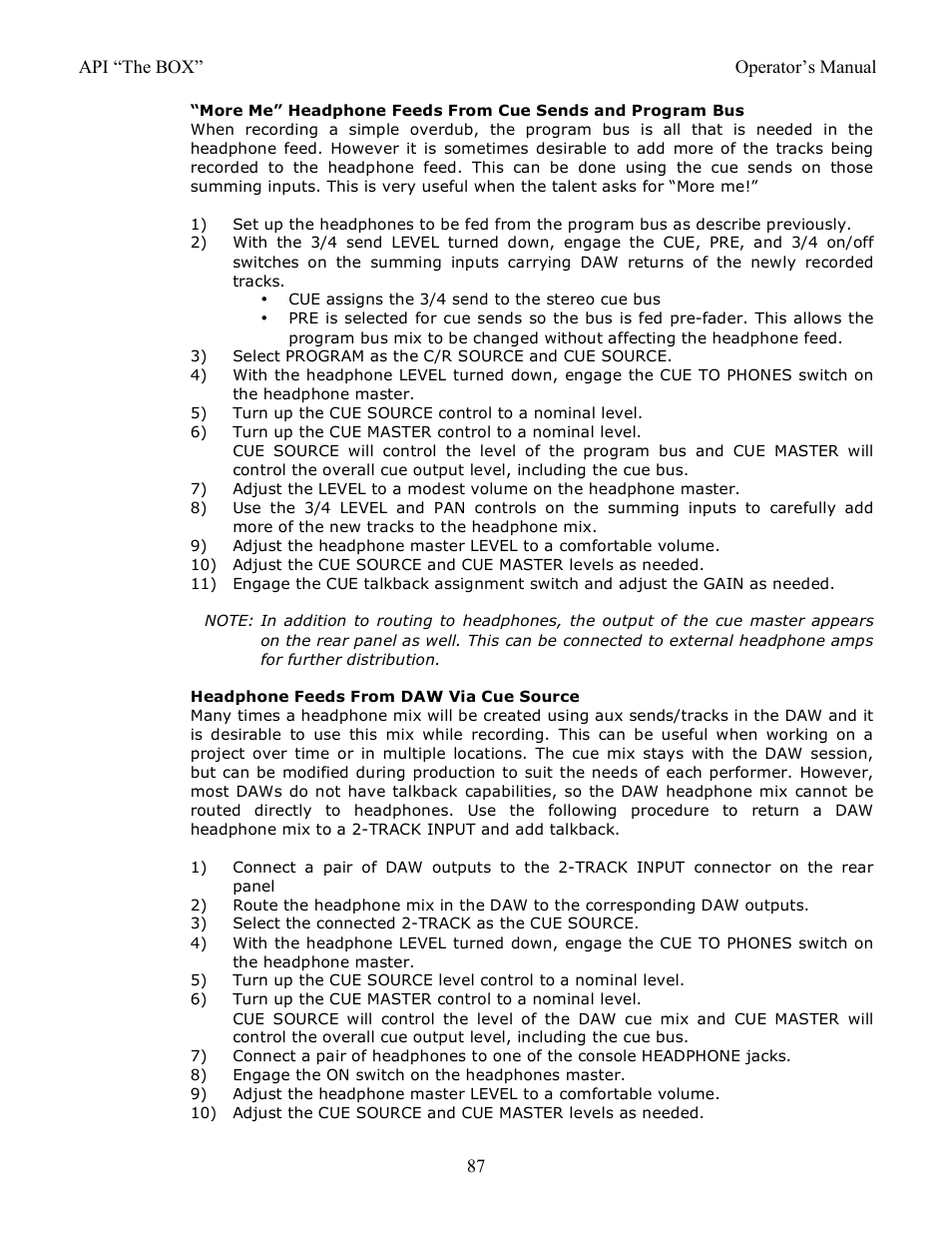 API Audio THE BOX User Manual | Page 87 / 97