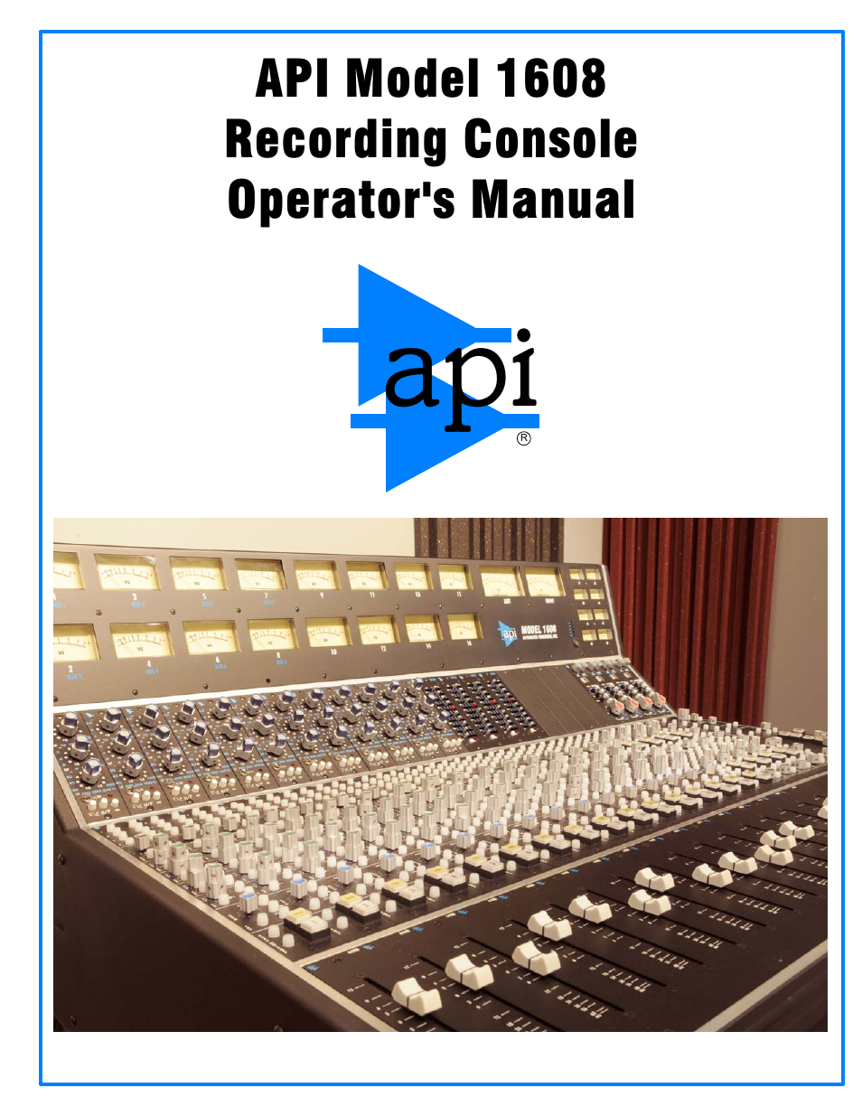 API Audio 1608 Recording Console User Manual | 66 pages