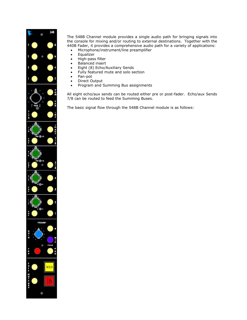 0 548b channel module | API Audio 1608 Recording Console User Manual | Page 10 / 66