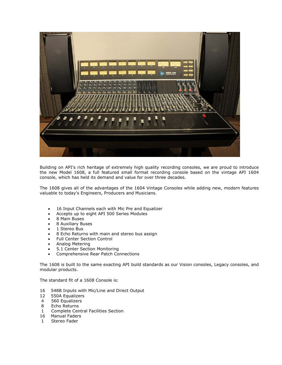 0 overview | API Audio 1608 Recording Console User Manual | Page 8 / 66