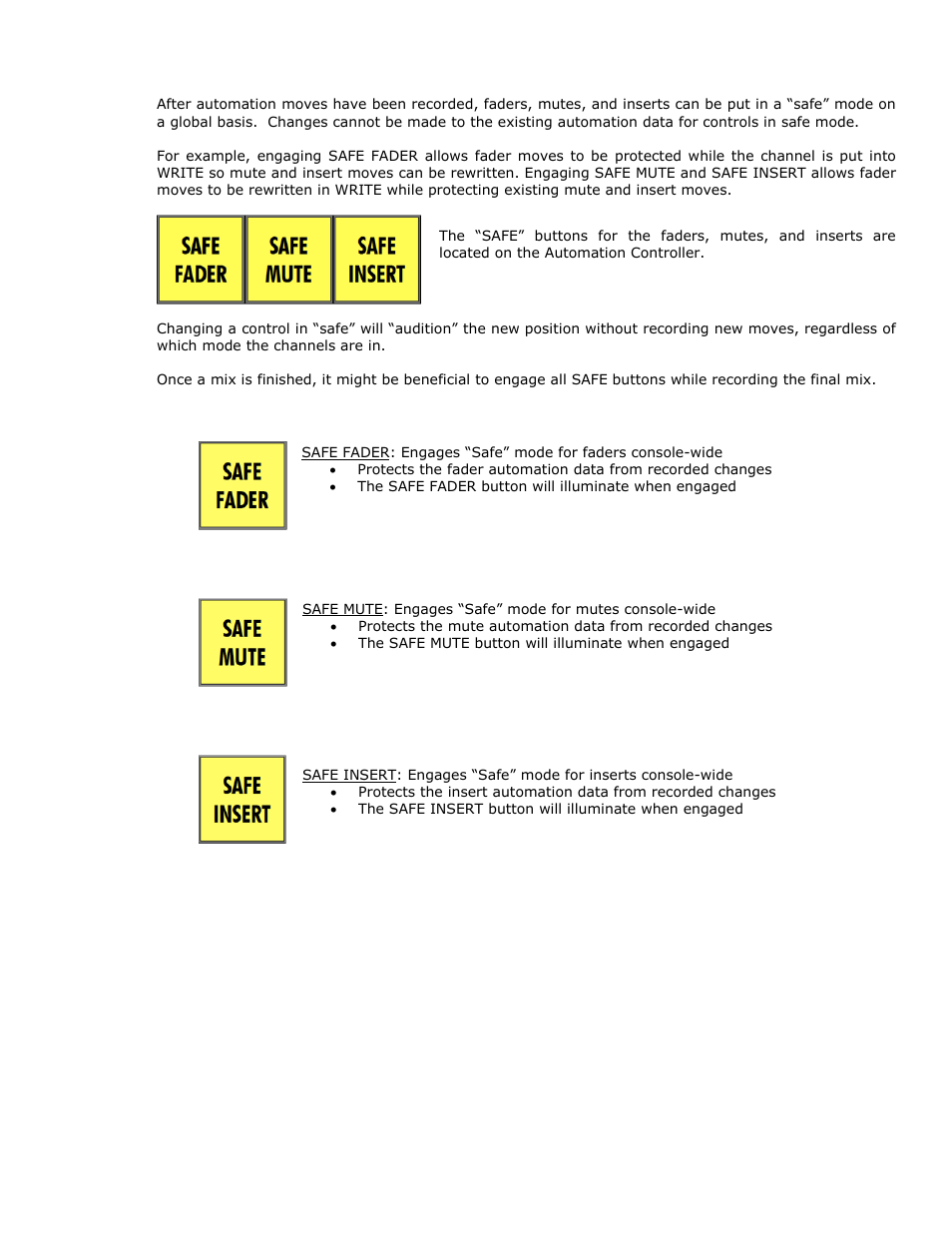0 automation safe modes | API Audio 1608 Automation User Manual | Page 79 / 138