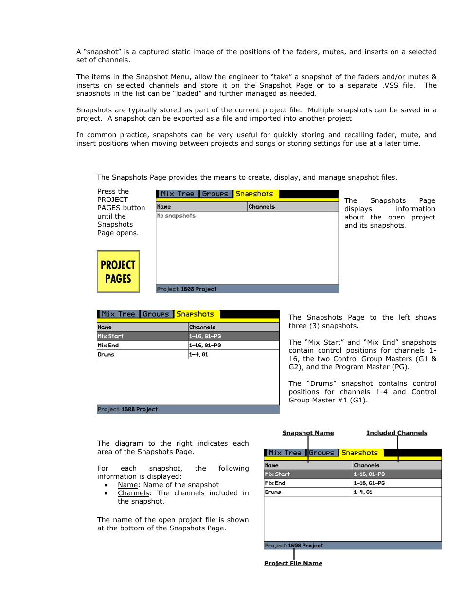 0 snapshots | API Audio 1608 Automation User Manual | Page 95 / 138