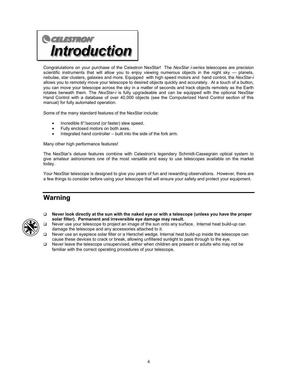 Celestron NexStar 8i User Manual | Page 4 / 65