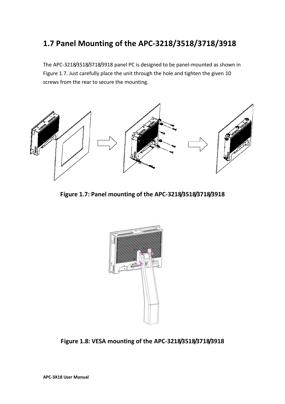 7 panel mounting | Aplex Technology APC-3218 User Manual | Page 17 / 102