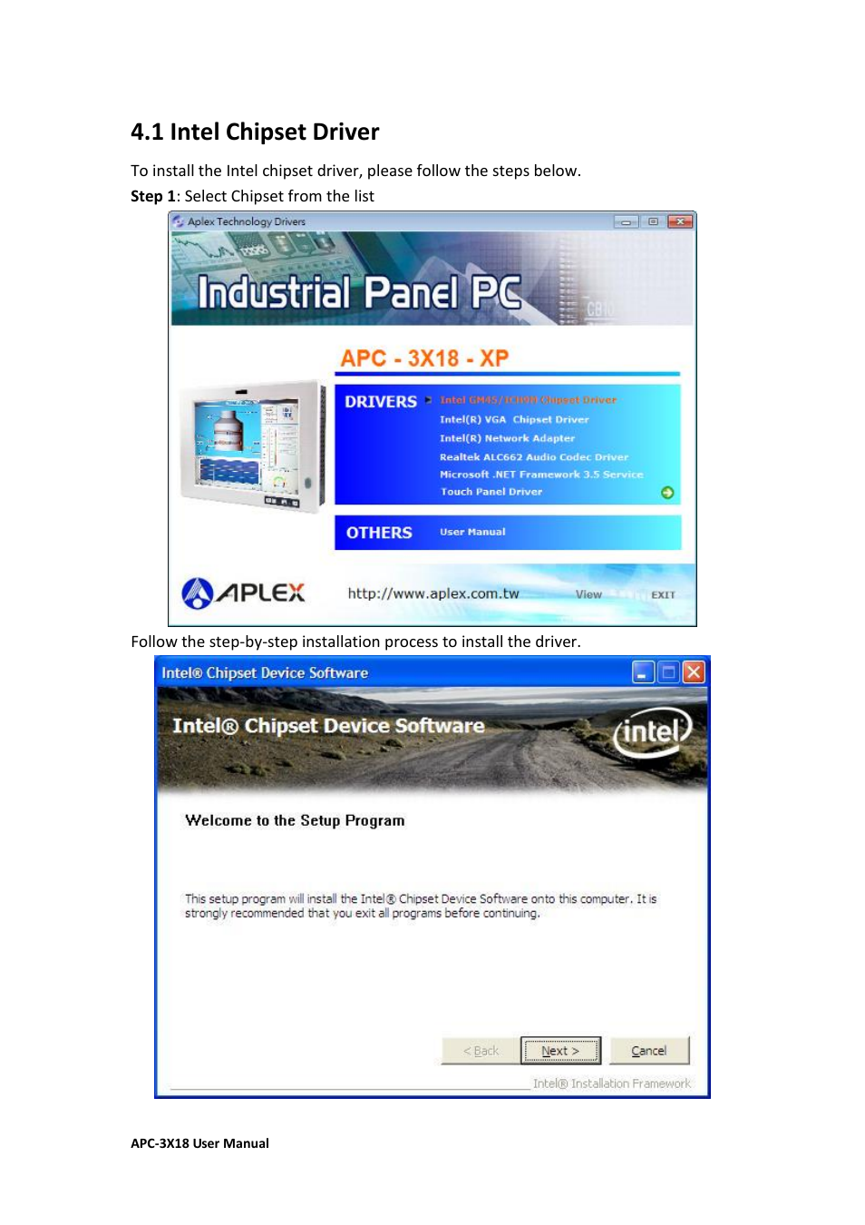 1 intel chipset driver | Aplex Technology APC-3218 User Manual | Page 72 / 102
